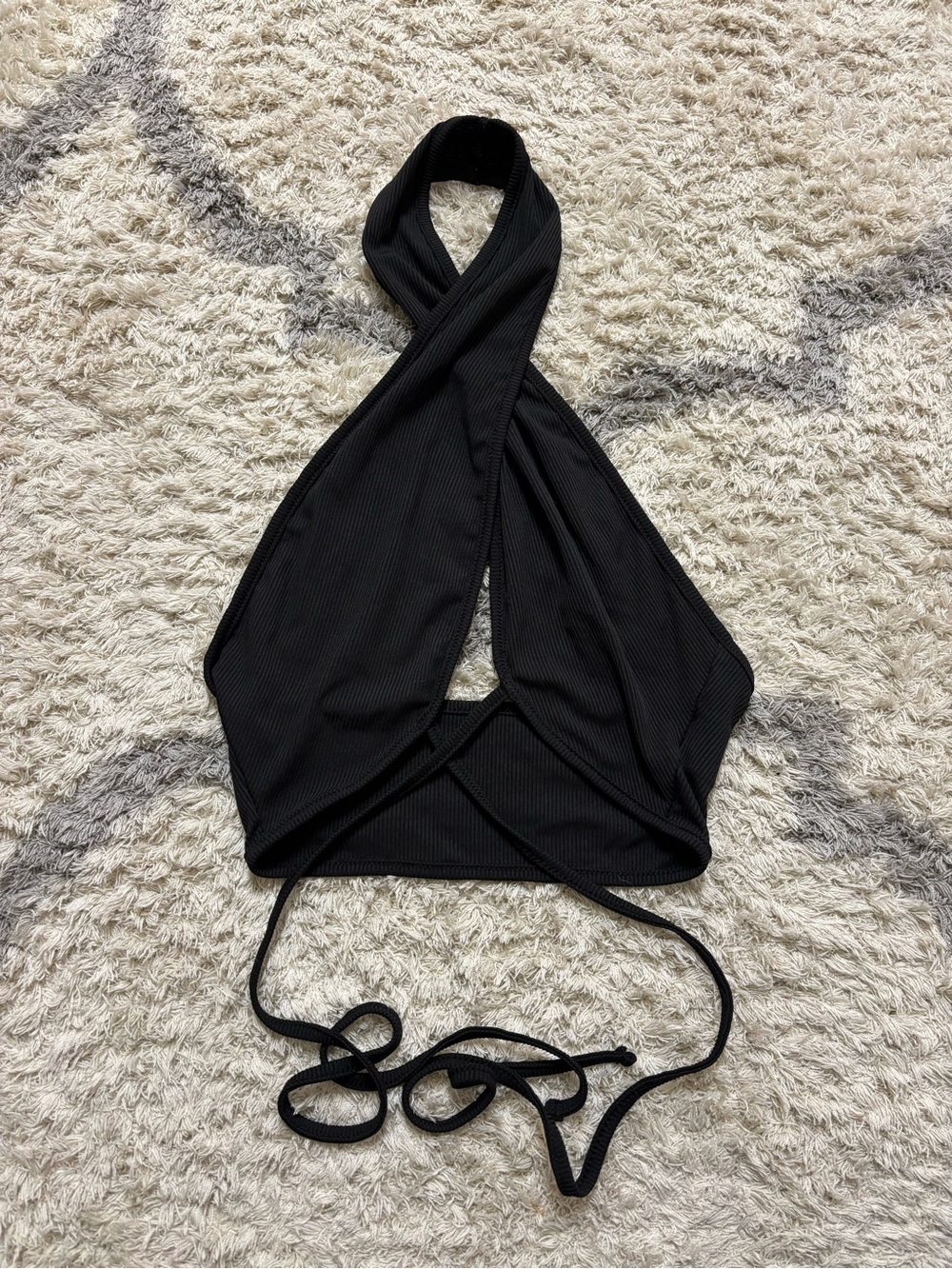 Black Halter Wrap Crop Top